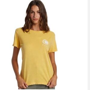 Yellow Roxy Quicksilver solstice T-shirt Good Vibrs size XS extra small